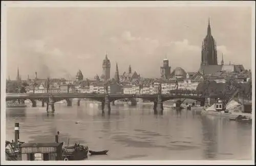Bahnpost FRANKFURT-BASEL ZUG 946 - 13.7.1932, AK Frankfurt/Main Obermainbrücke