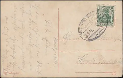 Bahnpost METZ - FRANKFURT/MAIN ZUG 141 - 15.5.1910 sur AK Rheingrafenstein