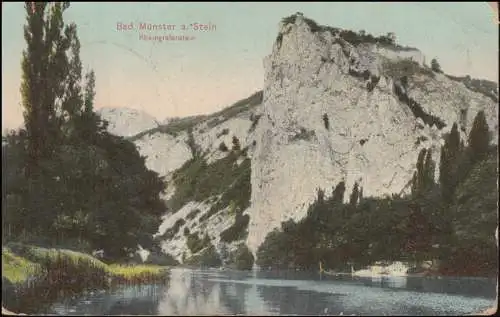 Bahnpost METZ - FRANKFURT/MAIN ZUG 141 - 15.5.1910 sur AK Rheingrafenstein