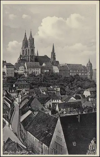 Bahnpost LEIPZIG-DÖBELN-DRESDEN ZUG 1503 - 3.6.1931 auf AK Meißen Burgberg