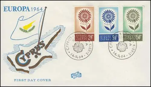 Chypre 240-242 Europe / CEPT 1964 ensemble complet sur les bijoux FDC 14.9.64