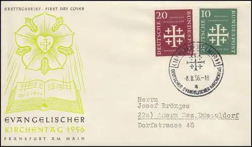 236-236 Evangelischer Kirchentag auf FDC passender ESSt Frankfurt/Main 8.8.56 