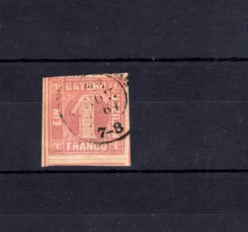 Bavière 3I chiffre 1 croiseur avec PLF III coins ouverts B+R cassé, tampon 10