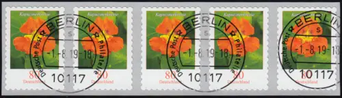 3482 Kapuzinerkresse 80 Cent sk aus 10000er 5er-Streifen UNGERADE Nummer ET-O