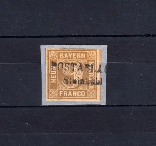 Bayern 11 Ziffer 9 Kreuzer - Zweizeiler POSTABLAGE Steinbühl auf Briefstück
