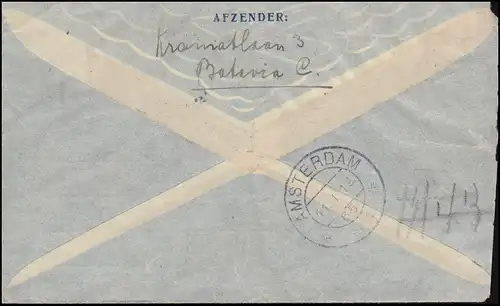 KLM-Flugpost Postjager/Batavia 5.1.34 nach Diemen Brief 195+198 BATAVIA 4.1.1934