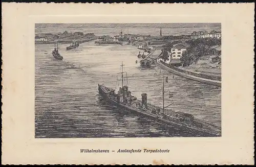Ansichtskarte Wilhelmshaven: Auslaufende Torpedoboote, VAREL 23.8.1926