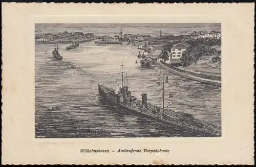 Ansichtskarte Wilhelmshaven: Auslaufende Torpedoboote, VAREL 23.8.1926