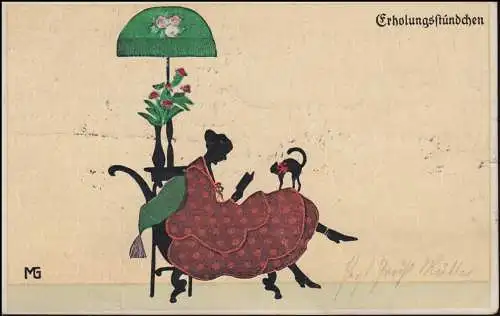 Ansichtskarte Fasto-Silouette Erholungsstündchen, KALDENKIRCHEN 26.4.1923