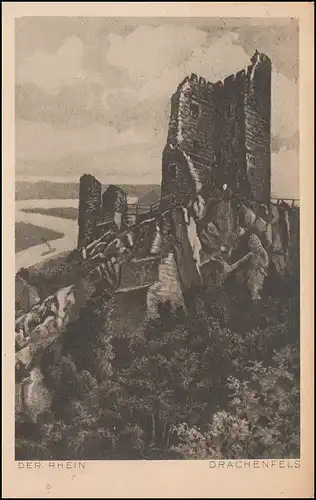 Ansichtskarte Der Rhein: Drachenfels, ROLANDSECK 28.8.1924 nach Breyell