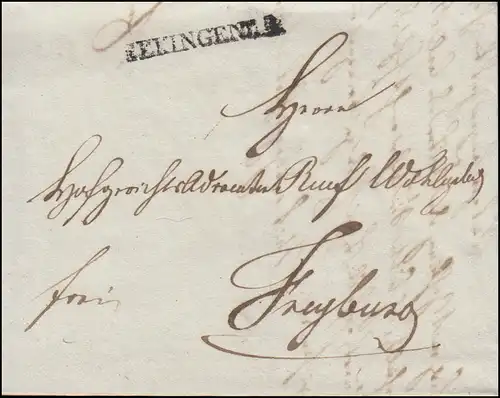Baden Vorphilatelie Blickbriefter SECINGEN 1835 vers Freyburg