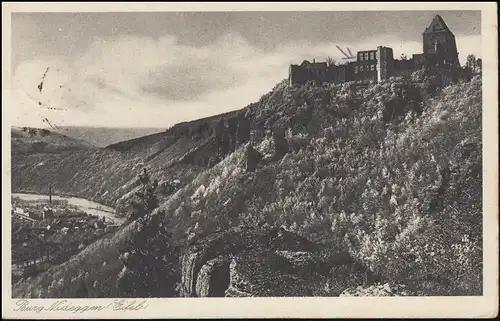Ansichtskarte Burg Nideggen (Eifel), BRÜCK 11.6.1927 nach Breyell