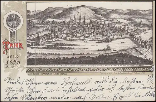 Carte d'affichage Trèves anno 1620, PLUwiger HAMMER, vers 1905 vers Breyell