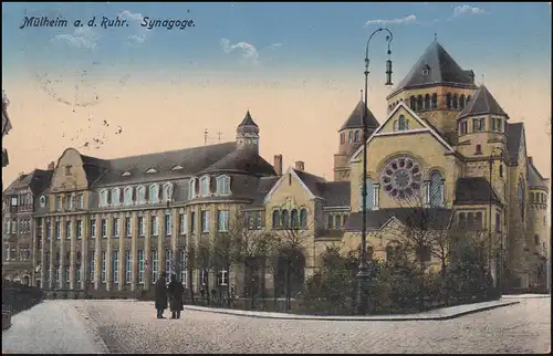 Ansichtskarte Mülheim an der Ruhr - Synagoge, 8.9.1915 