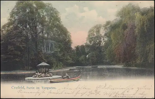Ansichtskarte Partie im Tiergarten, CREFELD 14.7.1904 nach BREYELL 14.7.04
