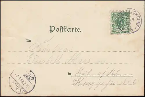 Ansichtskarte Gruss aus Heisterbach, OBERDORF LENDORF 7.9.1898 nach CÖLN 7.9.