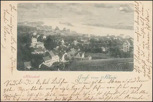 Ansichtskarte Gruss vom Rhein: Rhöndorf 10.7.1899 nach CÖLN 10.7.99