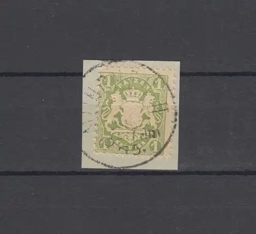 Bayern 32 Wappen 1 Kr. Stempel 21b Einkreis MÜNCHEN II Juli 1875 auf Briefstück