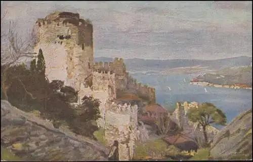 AK G. Macco Gemälde Kastell Rumeli-Hissar am Bosporus, Feldpost BREYELL 2.10.16