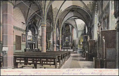 Carte de vue Bornhofen / Rhin Vue intérieure de l'église de la grâce, BOPPARD 18.9.1905