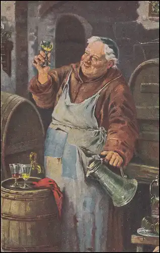 Carte des artistes Theodor Recknagel: dégustation de vin, AACHES 5.11.1920 vers Kaldenkirchen