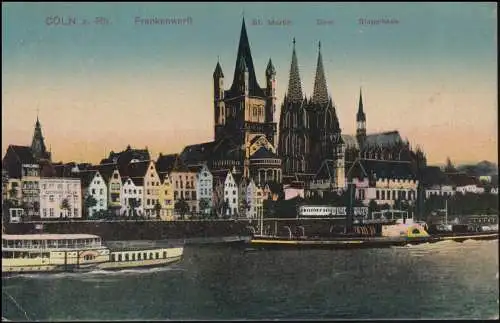 AK de Cöln: Frankenwerft St. Martin Dom Stapelhaus, CÖLN-MÜLHEIM 23.11.1918
