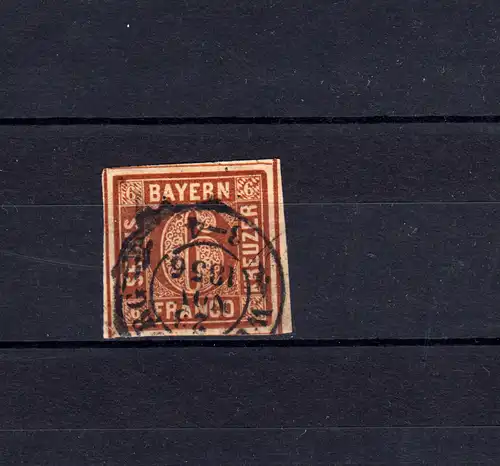 Bavière 4 II avec un tampon d'échange rare 23.11.1856, bien bordé