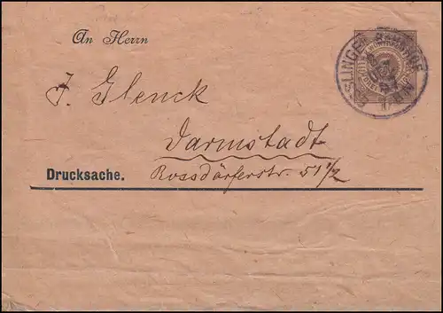 Wurtemberg PS 2 Streifband Le timbre-poste ESSLINGEN-BAHNHOF 8.12.97 n.Diratstadt