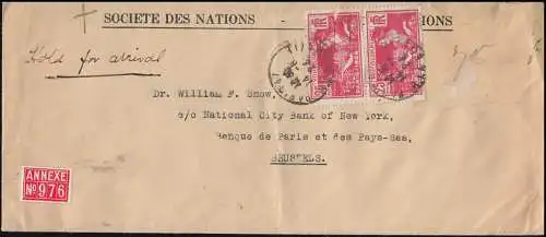 Frankreich 170 Olympia Siegesgöttin Nike MeF Brief Völkberbund PARIS 14.8.1424