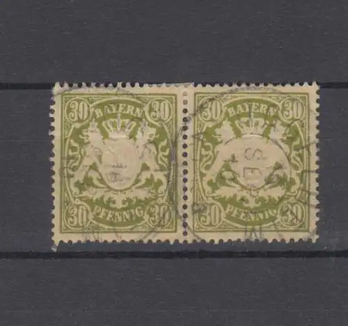 Bayern 66 Wappen 30 Pfennig im Paar mit Zweikreisstempel IGGELHEIM 16.9.10