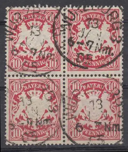Bayern 56B Armoiries 10 Pfennig dans le quadrienne Tampon monocôlon NÜRNBERG 3 -13.1.05