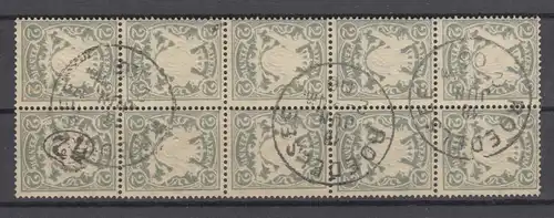 Bavière 65 armoiries dans le bloc de 10 mm, plié une fois, tampon 30b ROEDELSEE 18.6.1906
