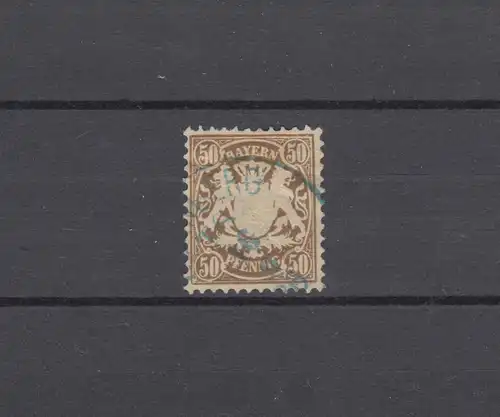 Bayern 52 Wappen 50 Pfennig - TS-Stempel in blau NÜRNBERG 1888 Telegrafenstation