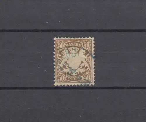 Bayern 52 Wappen 50 Pfennig - TS-Stempel in blau NÜRNBERG 1888 Telegrafenstation