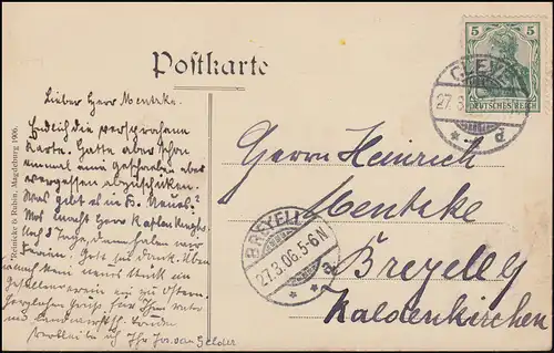 Ansichtskarte Kleve - Blick vom Cleverberg, CLEVE 27.3.1906 nach BREYELL 27.3.06