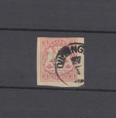 Bavière 15 armoiries 3 timbres croiseurs 18a timbre en cercle DILLINGEN 27.1. falzminn