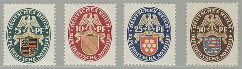 398-401 Nothilfe Wappen 1926, Satz ** postfrisch / MNH