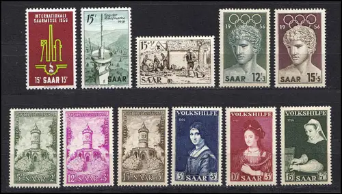 368-378 Saarland - Jahrgang 1956 (11 Marken) komplett postfrisch **