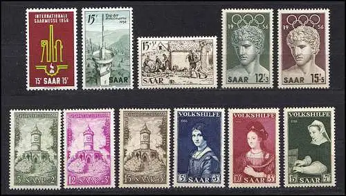 368-378 Sarre - millésime 1956 (11 timbres) complètement frais **