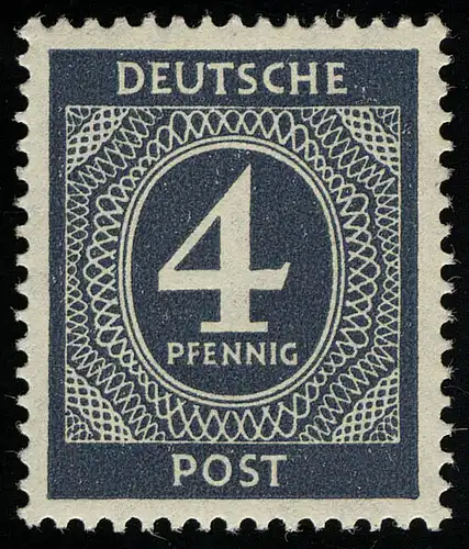 Alliierte Besetzung 914a Ziffer 4 Pf, graublau/schwärzlichblau, **
