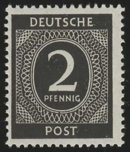 Alliierte Besetzung 912a Ziffer 2 Pf, violettschwarz, **