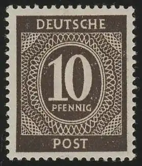 Alliierte Besetzung 918b Ziffer 10 Pf, schwarzbraun, **