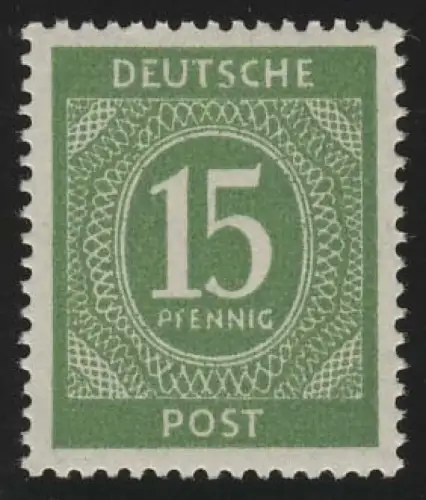 Allié 922a, paragraphe 15 Pf, vert jaunâtre, **