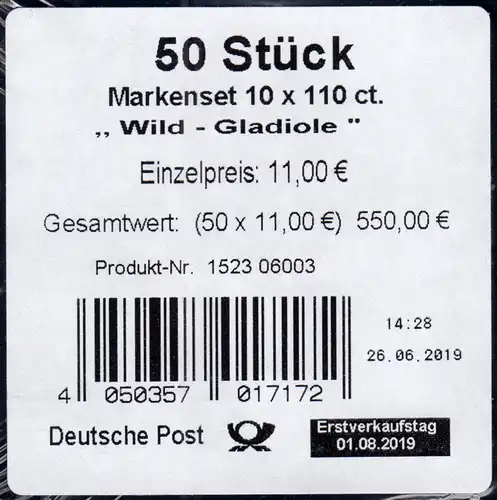 FB 92 Fleur Gladiols sauvages, feuilles feuilles ANDROLES