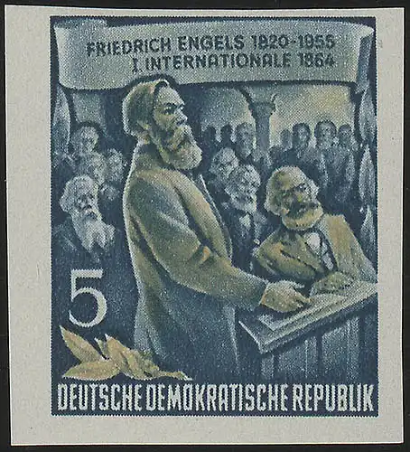 485B YII Friedrich Engels 5 Pf Wz.2 YII, UNGEZÄHNT, **