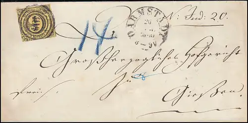 Thurn und Taxis 10 Ziffer 9 Kreuzer Brief Nummernstempel 104 DARMSTADT 26.4.1860