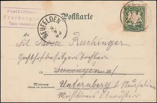 Bayern Posthelpstelle Freibergsee Taxe OBERSTDORF 6.9.00 vers NEUFELDEN 8.9.0