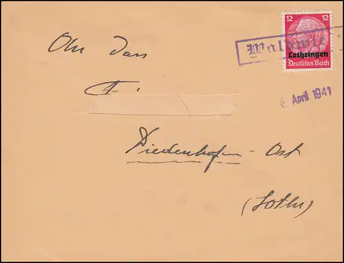Templier de la forêt de Landpost sur lettre Hindenburg-Impression EF Einebier 6.4.1941