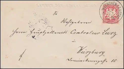 Bayern Brief mit Siegel Kammer der Abgeordeten MÜNCHEN-LANDTAG 8.10.1891
