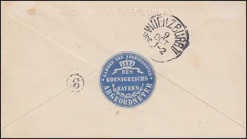 Bayern Brief mit Siegel Kammer der Abgeordeten MÜNCHEN-LANDTAG 8.10.1891